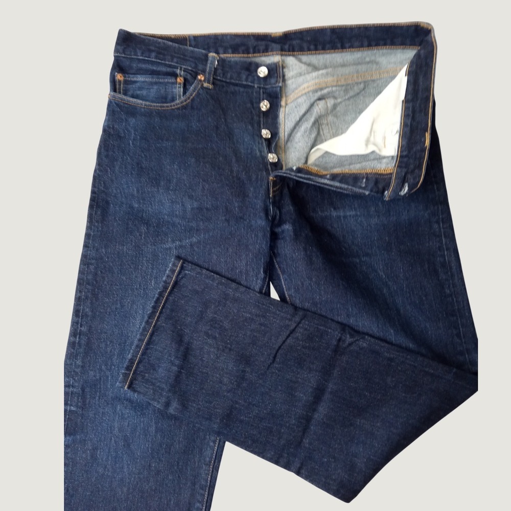 Buck Mason Maverick Slim Button Fly Jeans Mens 36x32 Indigo Japanese Denim 12130
